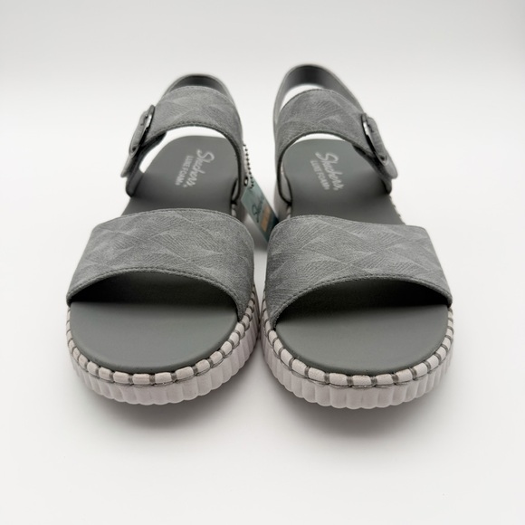 Skechers Wilshire BLVD Illusion of Love Foam Wedge Slingback Sandal Gray 11 NEW - Picture 2 of 16